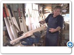 Cricket Bat Maker Tim Kelly using a draw knife to shape the bat