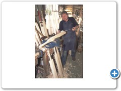Cricket Bat Maker Tim Kelly using a draw knife to shape the bat