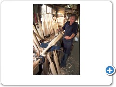 Cricket Bat Maker Tim Kelly using a draw knife to shape the bat